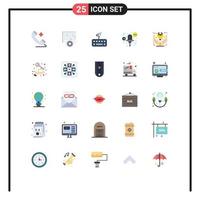 Universal Icon Symbols Group of 25 Modern Flat Colors of management business timing record microphone Editable Vector Design Elements