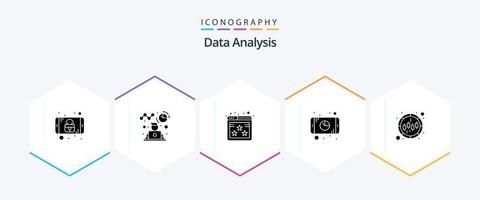 Data Analysis 25 Glyph icon pack including pie. data. chart. chart. rating star vector