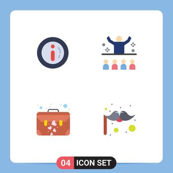 User Interface Pack of 4 Basic Flat Icons of ecommerce bag shopping lecture case Editable Vector Design Elements
