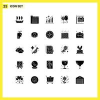 Set of 25 Modern UI Icons Symbols Signs for education world graph health cancer Editable Vector Design Elements