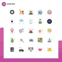 Modern Set of 25 Flat Colors Pictograph of cloud secure pci chat bag Editable Vector Design Elements