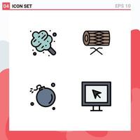 Stock Vector Icon Pack of 4 Line Signs and Symbols for cotton candy bomb sweets irish explosion Editable Vector Design Elements