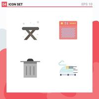 User Interface Pack of 4 Basic Flat Icons of camping trash amplifier multimedia train Editable Vector Design Elements