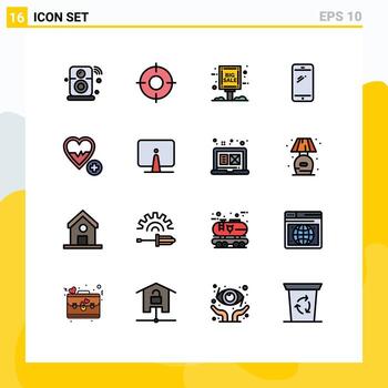 Editable Vector Line Pack of 16 Simple Flat Color Filled Lines of android smart phone ui phone grand sale Editable Creative Vector Design Elements