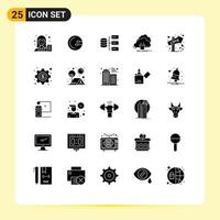 Group of 25 Solid Glyphs Signs and Symbols for power energy medicine connection storage Editable Vector Design Elements