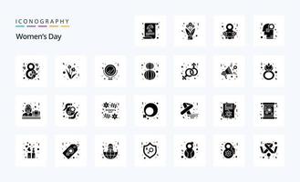25 Womens Day Solid Glyph icon pack vector