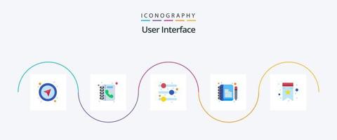 interfaz de usuario plana 5 paquete de iconos que incluye . etiqueta. ajustar. estrella. editar vector