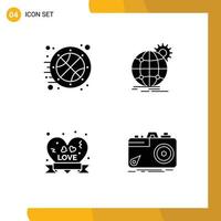 Pictogram Set of Simple Solid Glyphs of basketball heart badge time globe love badge Editable Vector Design Elements