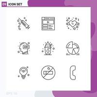 9 Creative Icons Modern Signs and Symbols of party learning love knowledge head Editable Vector Design Elements