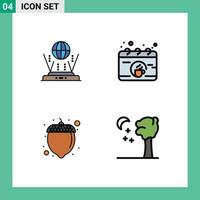 Pack of 4 Modern Filledline Flat Colors Signs and Symbols for Web Print Media such as internet hazelnut connect coffee arbor Editable Vector Design Elements