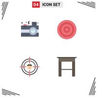 paquete de 4 iconos planos creativos de elementos de diseño vectorial editables de investigación de equipo de fiesta humana de cámara vector