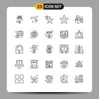 Modern Set of 25 Lines Pictograph of place desk abstract comfort face Editable Vector Design Elements