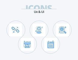 Ux And Ui Blue Icon Pack 5 Icon Design. search. bug. link. place. map vector