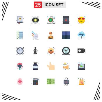 paquete de color plano de 25 símbolos universales de elementos de diseño de vector editables de proceso de tiempo de contenedor de visión de cilindro logístico
