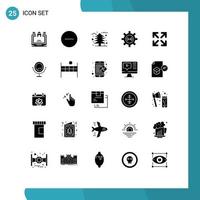 Group of 25 Solid Glyphs Signs and Symbols for arrow development autumn develop coding Editable Vector Design Elements