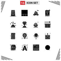 Modern Set of 16 Solid Glyphs and symbols such as improvement rules sports rule dominion Editable Vector Design Elements