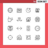 Mobile Interface Outline Set of 16 Pictograms of detergent notes swimming gear book Editable Vector Design Elements