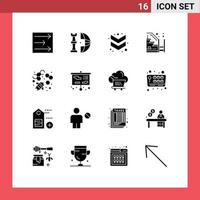 Universal Icon Symbols Group of 16 Modern Solid Glyphs of honey property arrow up progress Editable Vector Design Elements