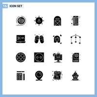 Set of 16 Modern UI Icons Symbols Signs for checklist pilgrim employee farm agriculture Editable Vector Design Elements