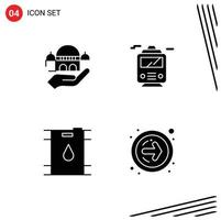 Modern Set of 4 Solid Glyphs Pictograph of mosque oil donation transportation next Editable Vector Design Elements