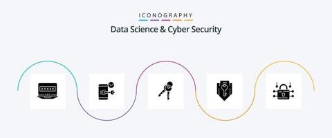 Data Science And Cyber Security Glyph 5 Icon Pack Including security. key. phone. access. security vector