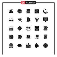 25 Thematic Vector Solid Glyphs and Editable Symbols of weather night sign moon internet Editable Vector Design Elements