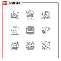 Universal Icon Symbols Group of 9 Modern Outlines of web marketing gold conversion lab Editable Vector Design Elements