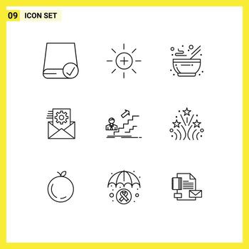 9 Universal Outlines Set for Web and Mobile Applications promotion data management user data integration hot Editable Vector Design Elements