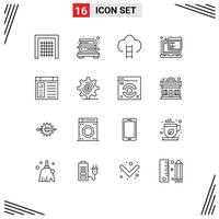 16 Creative Icons Modern Signs and Symbols of computer programming badges script api Editable Vector Design Elements