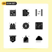 Set of 9 Modern UI Icons Symbols Signs for healthy no diet exchange test lab Editable Vector Design Elements