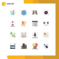 Pictogram Set of 16 Simple Flat Colors of creative city map plan garden Editable Pack of Creative Vector Design Elements