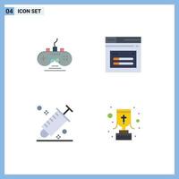 Pack of 4 creative Flat Icons of controller colour game pad web picker Editable Vector Design Elements