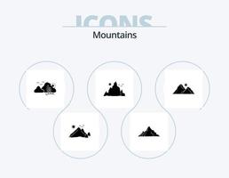 paquete de iconos de glifos de montañas 5 diseño de iconos. naturaleza. Cerro. naturaleza. sol. Cerro vector