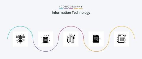 Information Technology Glyph 5 Icon Pack Including encrypted. code. pin. electric. computer vector