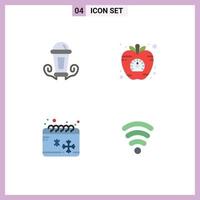 Flat Icon Pack of 4 Universal Symbols of light calendar lantern health season Editable Vector Design Elements