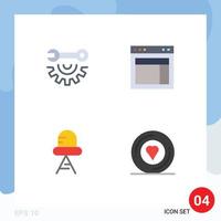 Editable Vector Line Pack of 4 Simple Flat Icons of wrench wheel diode repair site light Editable Vector Design Elements