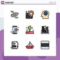 Set of 9 Modern UI Icons Symbols Signs for factory wind head weather mobile Editable Vector Design Elements