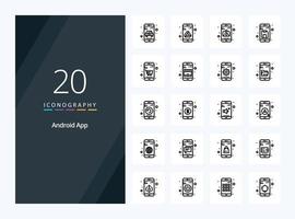 20 Android App Outline icon for presentation vector