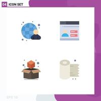 Set of 4 Vector Flat Icons on Grid for businessman geometric internet design cleaning Editable Vector Design Elements