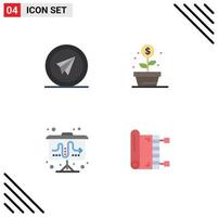 4 Universal Flat Icons Set for Web and Mobile Applications airplane flipchart paper growth strategy Editable Vector Design Elements