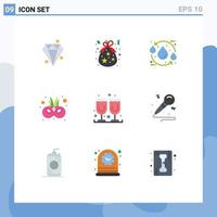 9 Universal Flat Colors Set for Web and Mobile Applications mask entertainment holidays cinema recycle Editable Vector Design Elements