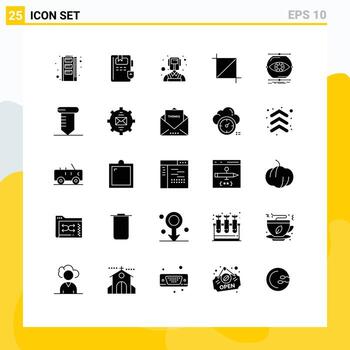 25 User Interface Solid Glyph Pack of modern Signs and Symbols of monitoring conception professions visualize symbols Editable Vector Design Elements