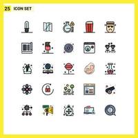 Pack of 25 Modern Filled line Flat Colors Signs and Symbols for Web Print Media such as frankenstein evil education cartoon corn Editable Vector Design Elements