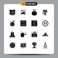 Set of 16 Commercial Solid Glyphs pack for flag hobbies moustache image beared Editable Vector Design Elements