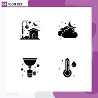 4 Universal Solid Glyphs Set for Web and Mobile Applications home plumber moon moon sink Editable Vector Design Elements