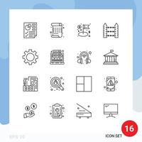 conjunto de 16 iconos modernos de la interfaz de usuario signos de símbolos para dispositivos que señalan elementos de diseño de vectores editables con púas de seguridad en dólares