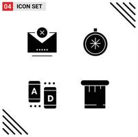 User Interface Pack of Basic Solid Glyphs of block marketing email navigation tablet Editable Vector Design Elements