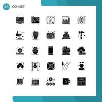 Modern Set of 25 Solid Glyphs and symbols such as study education gender atom factory Editable Vector Design Elements