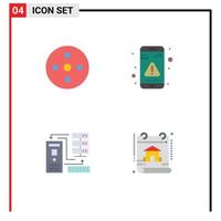 4 Universal Flat Icons Set for Web and Mobile Applications camera reel combination storage interaction database Editable Vector Design Elements