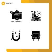 Group of 4 Solid Glyphs Signs and Symbols for seo education technology renewable science Editable Vector Design Elements